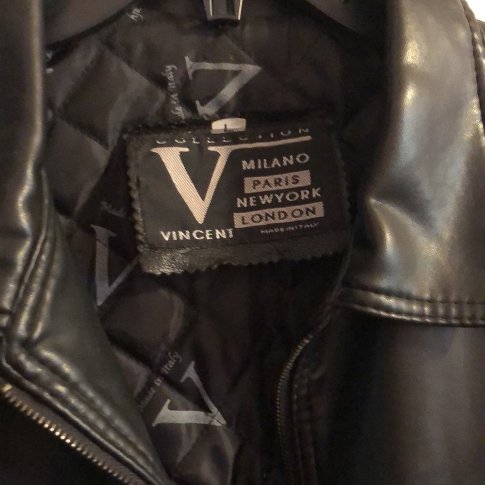 Black Faux Leather Jacket Mens Large - Picture 2 of 12